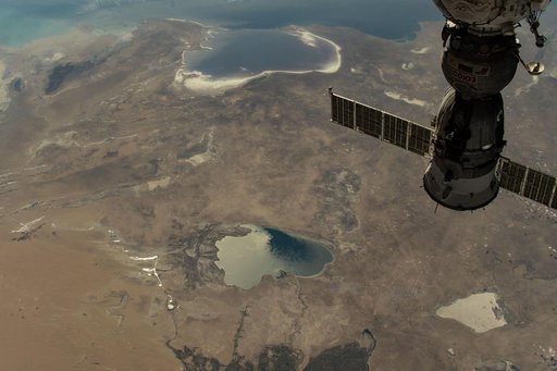 The International Space Station orbits above Uzbekistan