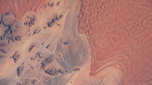 A portion of the hot, arid Namib Desert near the Atlantic coast