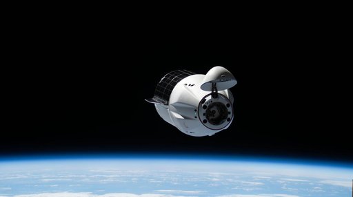 A SpaceX Dragon cargo spacecraft approaches the International Space Station