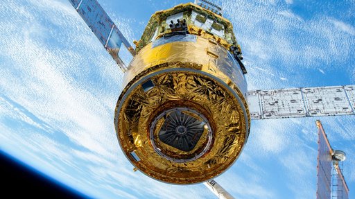 The new HTV-X1 in the grips of the Canadarm2