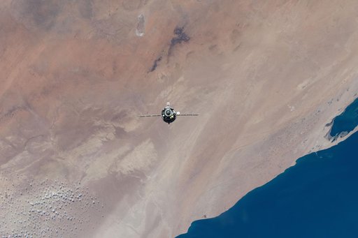 The Soyuz MS-28 crew spacecraft approaches the International Space Station