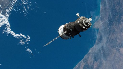 The Soyuz MS-28 crew spacecraft approaches the International Space Station