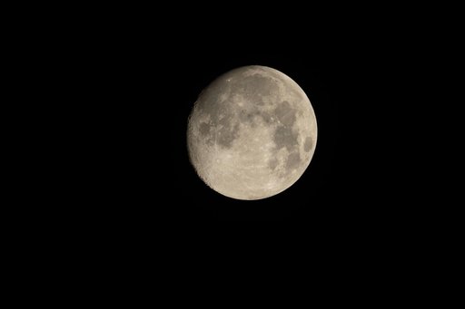 The Waxing Gibbous Moon is pictured on New Year's Day
