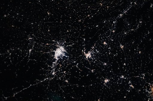 Vienna, Austria, and Bratislava, Slovakia, light up the Central European nightscape