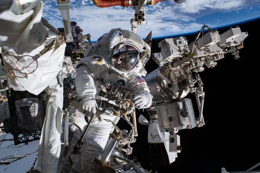 NASA astronaut Chris Williams conducts a spacewalk