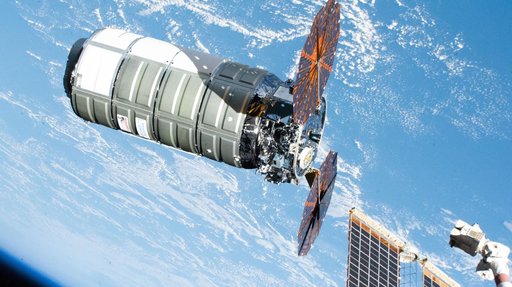 The Cygnus XL cargo spacecraft before its capture with the Canadarm2 robotic arm