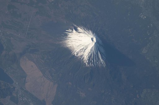 Mount Fuji is pictured from the International Space Station