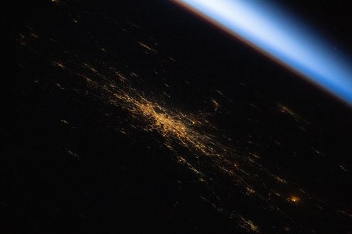Nighttime view of Moscow, Russia, before sunrise