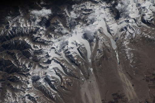 Glaciers flow downhill from the Himalayas’ northern slopes onto China's Tibetan Plateau