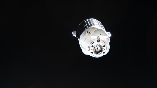 A SpaceX Dragon cargo spacecraft departs from the International Space Station