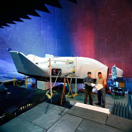 X-38 vehicle in anechoic chamber in building 14