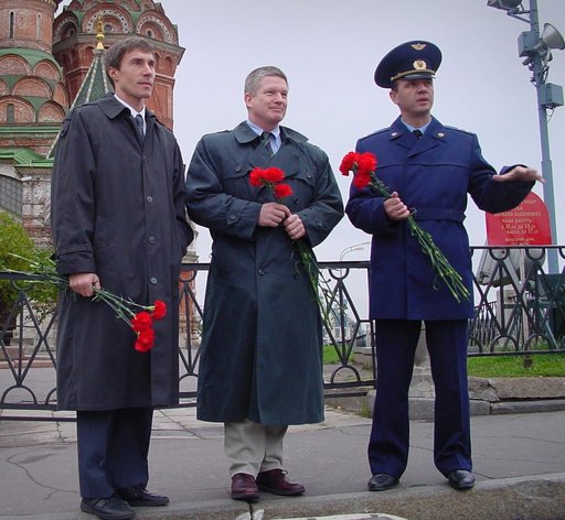 Various views of Expedition One crewmembers in Russia