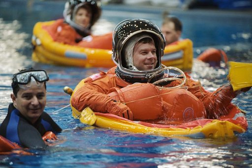 STS-114 Preflight Water Survival Training at Sonny Carter Training Facility.