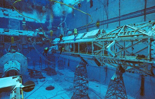 Photographic coverage STS-116 crew training underwater in the NBL.