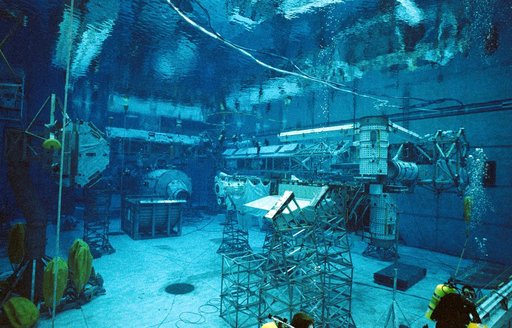 Photographic coverage STS-116 crew training underwater in the NBL.
