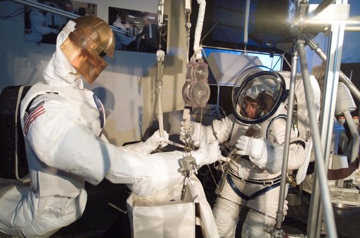 Robonaut joint task operations with astronaut Nancy Currie.