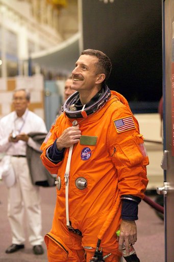 STS-115 crew during crew bailout (91020) training in crew compartment trainer.