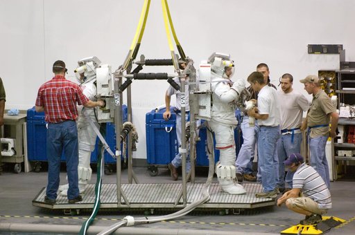 STS-117 Crew during an EVA 3 Run at the NBL