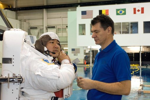 STS-120 crew during NBL training with Dan Tani