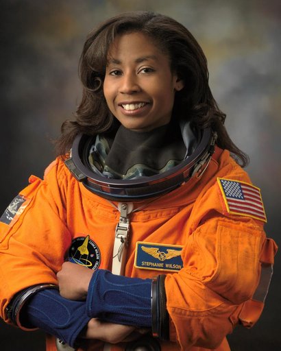 Portrait of Astronaut Stephanie Wilson in a Launch & Entry Suit.