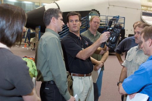 STS-125 Crew during Post Insertion/Deorbit Prep training in CCT II mockup.