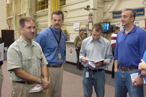 STS-125 Crew during Post Insertion/Deorbit Prep training in CCT II mockup.