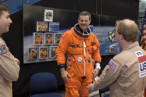 STS-125 Crew during Post Insertion/Deorbit Prep training in CCT II mockup.