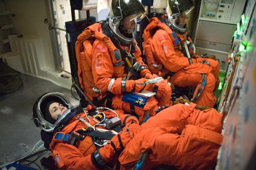 STS-128 / Expedition 20 crew during CCT Bailout Training