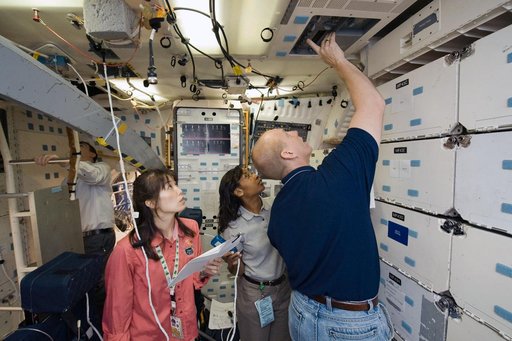Preflight Coverage, STS-131 crew members during their FLT COMM PLN in FFT 1