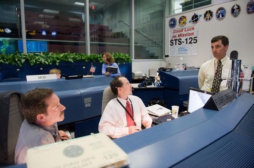 STS-125 Flight Controllers on Console - (Orbit Shift 2). Flight Director: Richard LaBrode