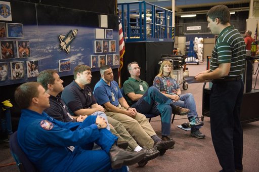 STS-130 crew during payload egress training at Full Fuselage Trainer (FFT).