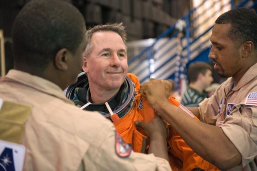 STS-130 crew during payload egress training at Full Fuselage Trainer (FFT).