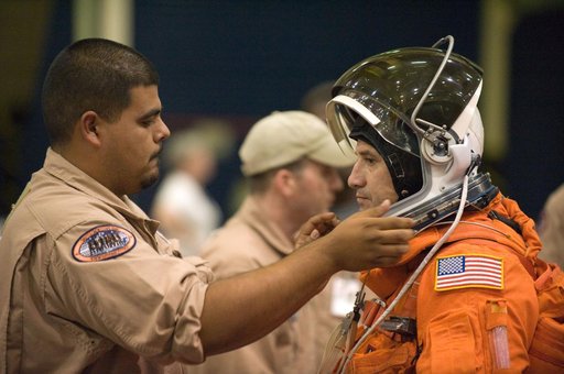 STS-130 crew during payload egress training at Full Fuselage Trainer (FFT).