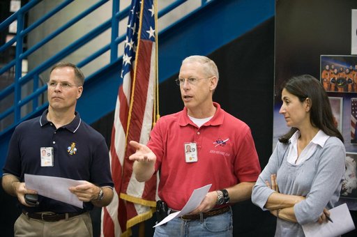 STS-128 crew during space station ingress/egress