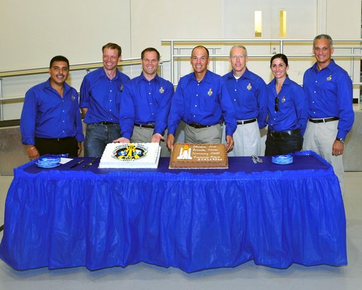STS-128 Cake Cutting Celebrating the completion of Mission training.