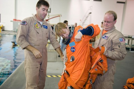 STS-130 Preflight Training. Water Survival Training at SCTF, NBL