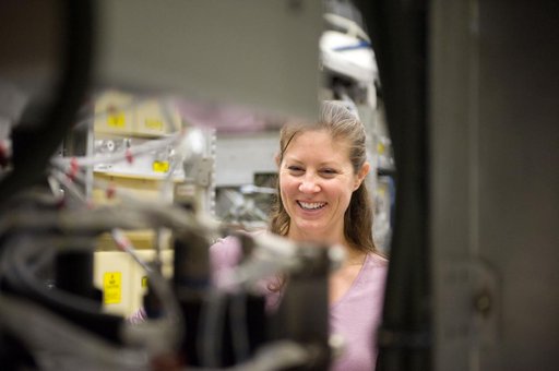 Expedition 23 astronaut Tracy Caldwell during Regenerative ECLSS training with instructor Cindy Koester.