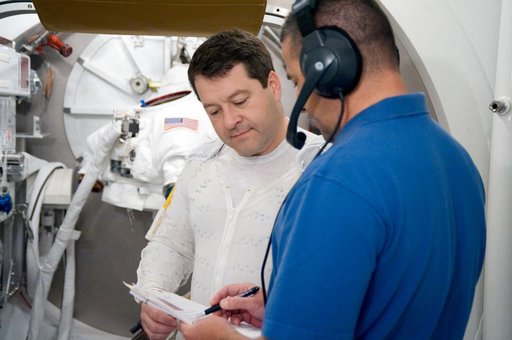 STS-130 astronaut Nick Patrick during dry run for SSATA Crew Training and EMU Verification for STS-130.