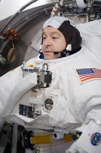 STS-130 astronaut Nick Patrick during dry run for SSATA Crew Training and EMU Verification for STS-130.
