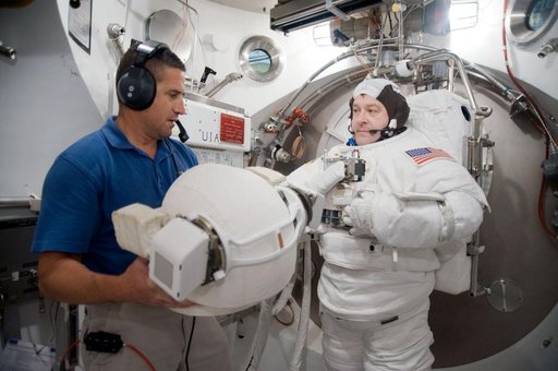 STS-130 astronaut Nick Patrick during dry run for SSATA Crew Training and EMU Verification for STS-130.