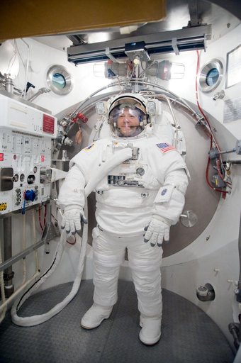 STS-130 astronaut Nick Patrick during dry run for SSATA Crew Training and EMU Verification for STS-130.