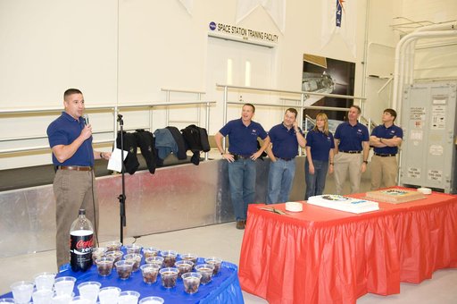 STS-130 cake cutting ceremony