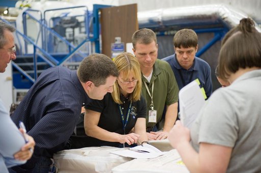 STS-130 crew during ISS transfer training