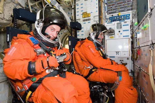 STS-132 crerw during their bailout training in CCTII
