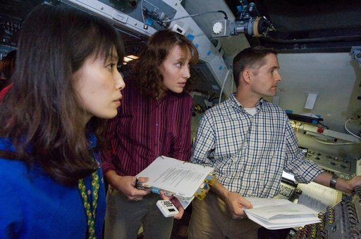 STS-131 crew members during UNDOCK MAL Timeline training.