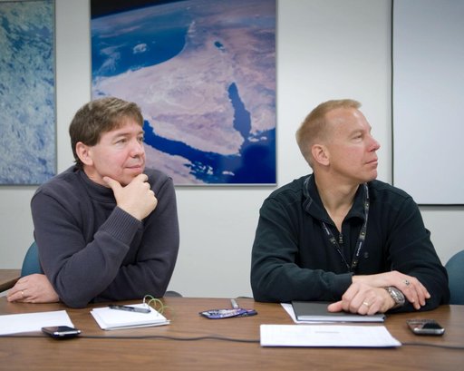 STS-133 (Last Shuttle Mission) crew during their meeting with their scheduler Dale Williamson