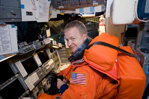 STS-133 crew members Lindsey, Boe, Drew and Kopra for Motion Base Ascent Skill 32011 training