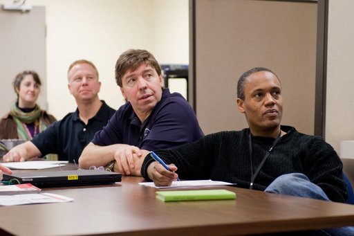 STS-133 crew during STS Response to Joint Emergency training with instructor Troy Williams