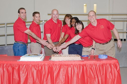 STS-131 crew during Cake Cutting ceremony
