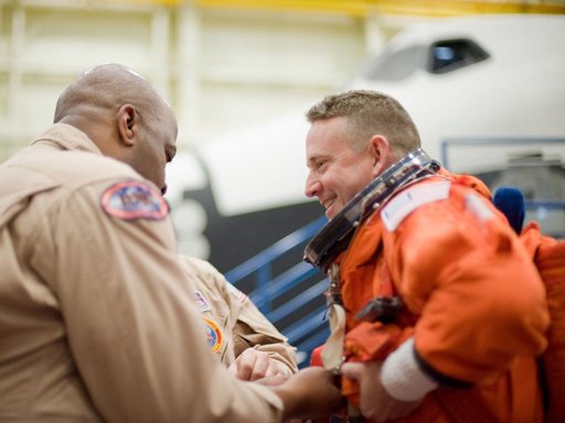STS-132 crew during ingress/egress training